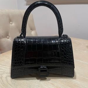 Small black croc Balenciaga hourglass bag!